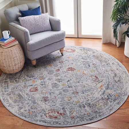 Safavieh 6 ft.7 in. x 6 ft.7 in. Round History 500 Rug Light Grey & Gold HIS546F-7R